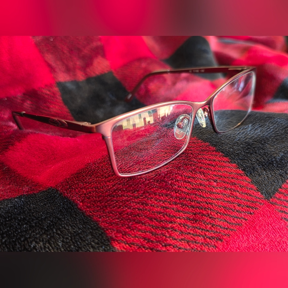 Titanium Piper Red Rectangular Eyeglass Frames - image 4